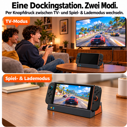 Docking Station für Nintendo Switch 2 | Switch & OLED mit 4k HDMI, USB-C, USB Hub & Spiele-Fach