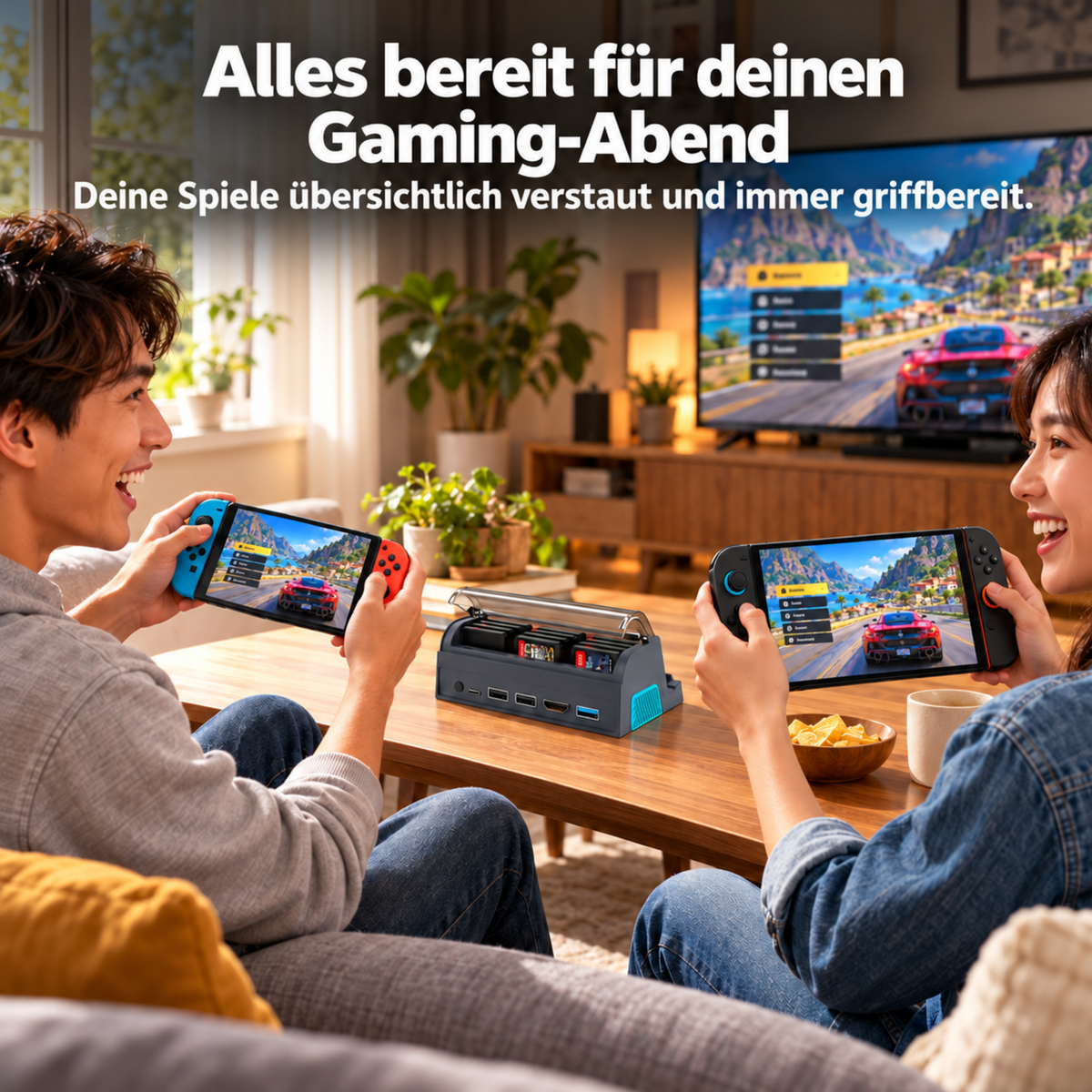Docking Station für Nintendo Switch 2 | Switch & OLED mit 4k HDMI, USB-C, USB Hub & Spiele-Fach