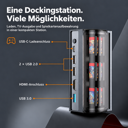 Docking Station für Nintendo Switch 2 | Switch & OLED mit 4k HDMI, USB-C, USB Hub & Spiele-Fach