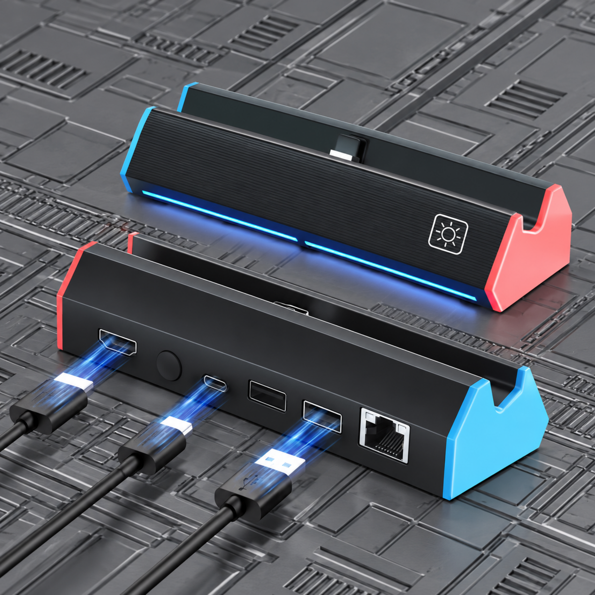 Docking Station für Nintendo Switch & OLED mit LED, LAN & 4K HDMI USB-C, 2x USB