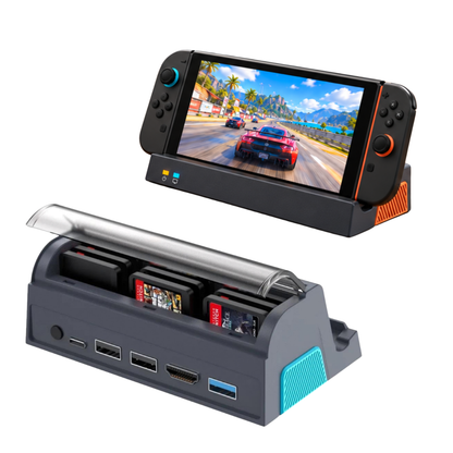 Docking Station für Nintendo Switch 2 | Switch & OLED mit 4k HDMI, USB-C, USB Hub & Spiele-Fach