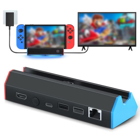 Docking Station für Nintendo Switch & OLED mit LED, LAN & 4K HDMI USB-C, 2x USB