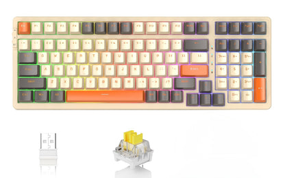 ATTACK SHARK K98 100-Tasten Hot-Swappable Mechanische Gaming-Tastatur, Bluetooth/2.4G Wireless/ Wired USB-C, 3000mAh Akku, RGB, Programmierbar Windows/PC/Mac