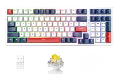 ATTACK SHARK K98 100-Tasten Hot-Swappable Mechanische Gaming-Tastatur, Bluetooth/2.4G Wireless/ Wired USB-C, 3000mAh Akku, RGB, Programmierbar Windows/PC/Mac