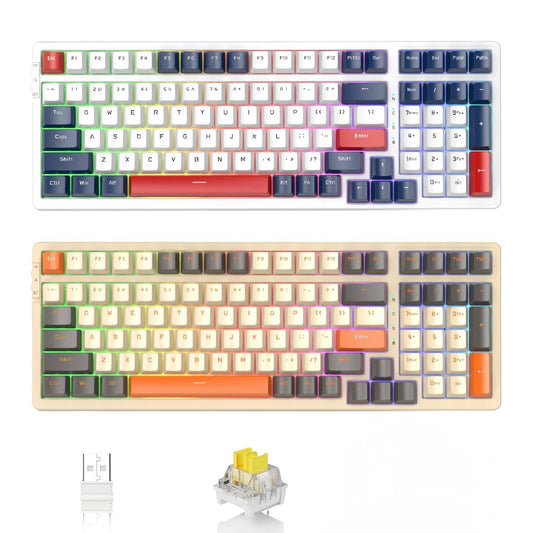ATTACK SHARK K98 100-Tasten Hot-Swappable Mechanische Gaming-Tastatur, Bluetooth/2.4G Wireless/ Wired USB-C, 3000mAh Akku, RGB, Programmierbar Windows/PC/Mac