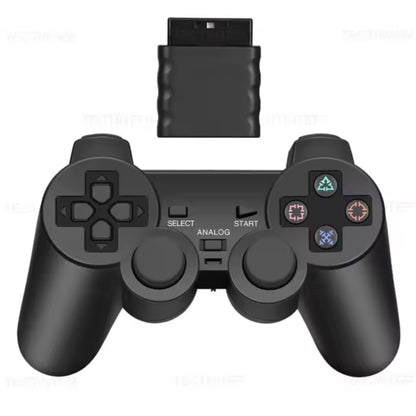 Schwarzer Wireless 2,4-GHz-Controller für PS1 und PS2 mit Empfänger
